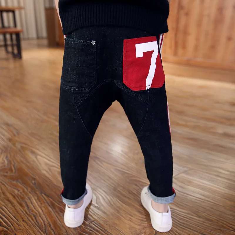 Осень зима 2017 детские джинсы плотные брюки для мальчиков теплые повседневные
