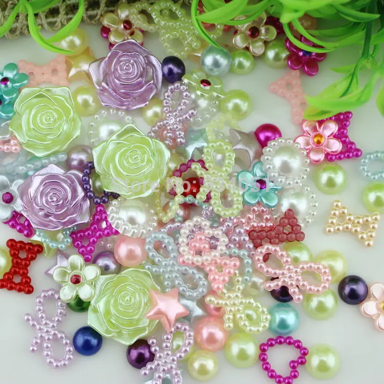 Набор из 500 шт. смешанный перламутровый бант в форме сердца цветок жемчуг кабошон