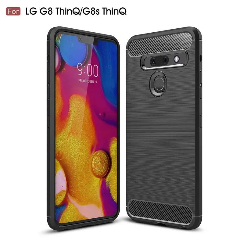 Для LG G8 V30 V40 V50 G7 ThinQ чехол из углеродного волокна противоударный мягкий ТПУ