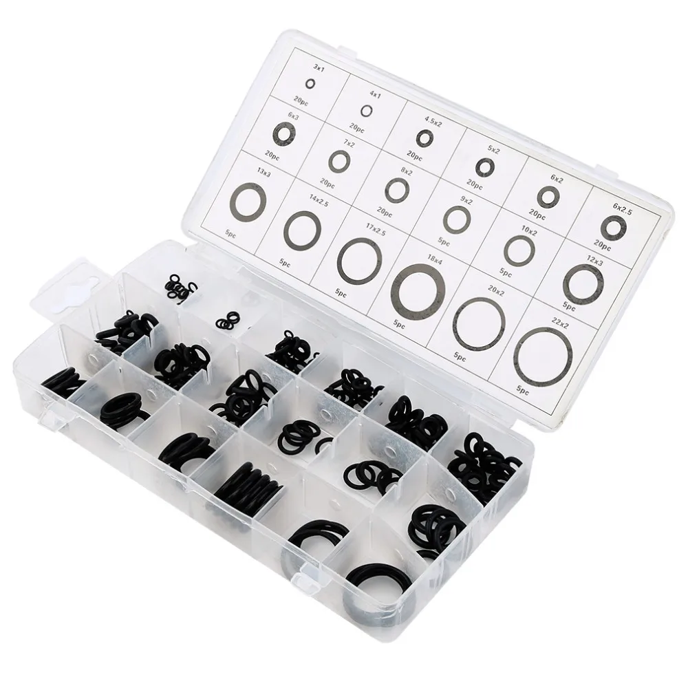 Universal 18 Sizes 225 x Rubber O Ring O-Ring Washer Gasket Automotive Seals Assortment Black for Car with Case Drop Shipping |