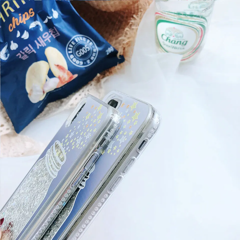 Phone Case For iPhone 6 6S 7 8 Plus Capa Glitter Quicksand Wishing Bottle Cases plus TPU PC X Funda x 6s |