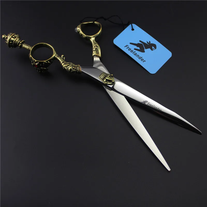 

7 inch New Design Professional Hair Scissors Hairdressing Cutting Scissors with Leather Case Bronze Gold 440C Barber Scissors