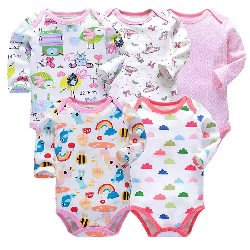 

Newborn Bodysuit Babies Baby Boys Girls Clothes 3-24 Months Lovely All Cotton Knit Infant 5 piece/lot Long Sleeve Bodysuits