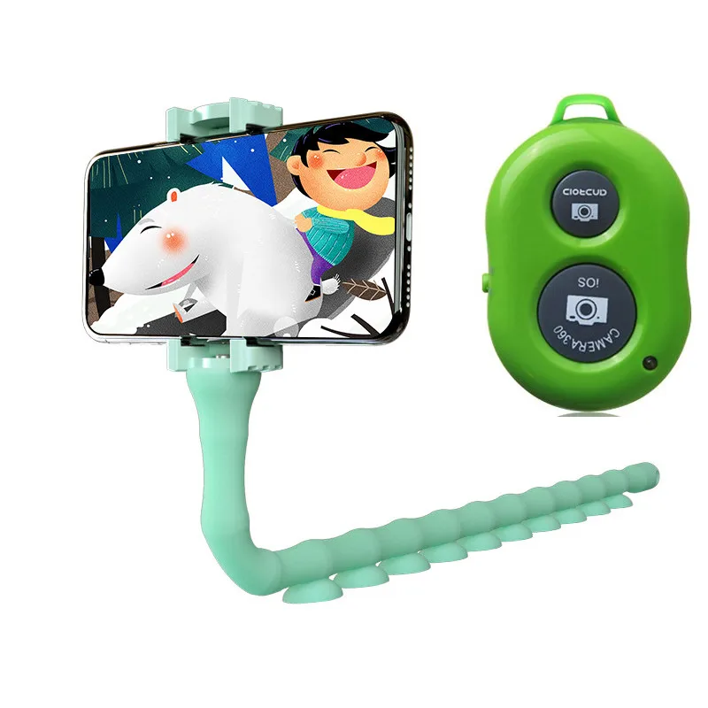 With Selfie Device 2 Гибкий милый червь ленивый держатель сильная Адсорбция Автомобильный держатель для телефона Поддержка настенный Настольный велосипедный оконный кронштейн с селфи-устройством - Цвет: With Selfie Device 2