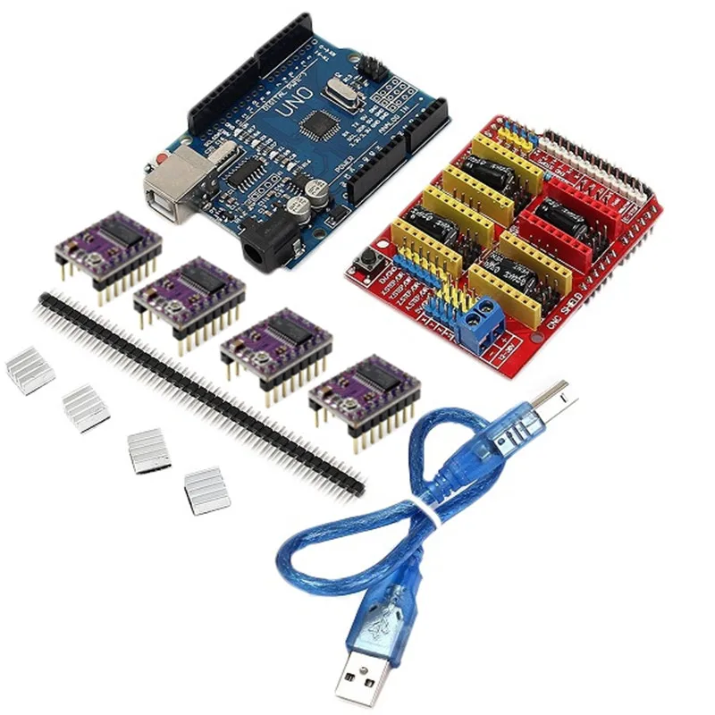 DANIU Плата расширения щита CNC+ плата R3+ 4 драйвера DRV8825+ usb-кабель для 3d принтера Arduino