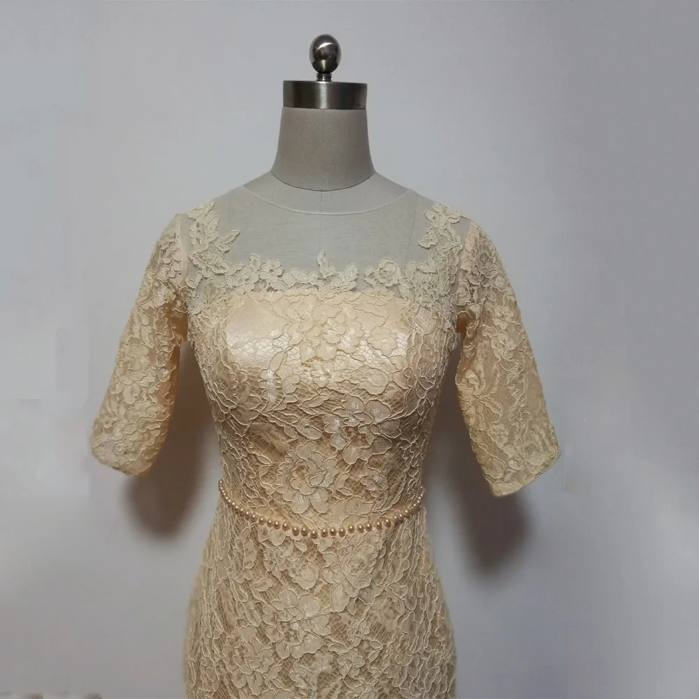 JIERUIZE/кружевное платье цвета шампанского до колена для мамы и дочки с короткими