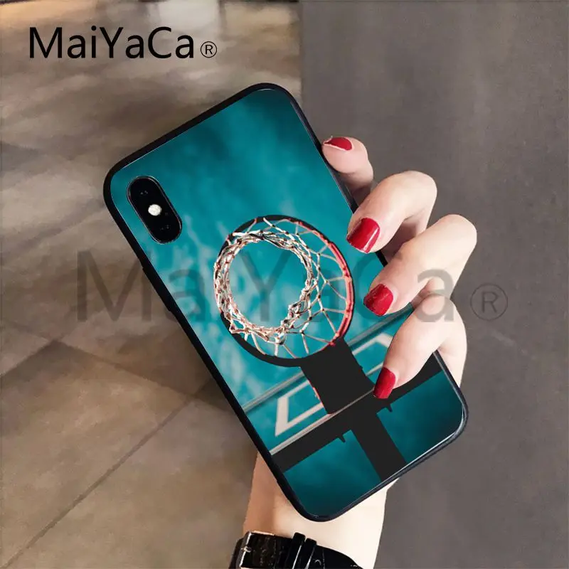 MaiYaCa баскетбольный черный ТПУ мягкий резиновый чехол для телефона iphone 7 7plus X 8 8plus и