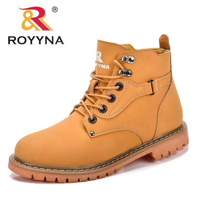 Earthy yellow ROYYNA/женские кожаные ботинки; зимняя обувь; Feminimo; ботильоны; Женская рабочая обувь; зимняя обувь; botas Mujer; chaussure homme; удобная обувь - Цвет: Earthy yellow