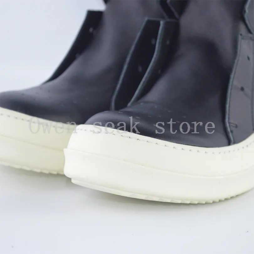 Owen Seak Women Shoes High-TOP Ankle Luxury Trainers Genuine Leather Boots Casual Brand Zip Flats Black White Big Size Sneaker | Обувь
