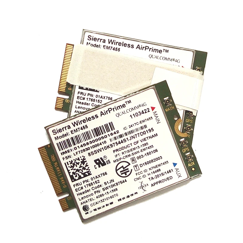 Em7455 + 2pcs Cat6 para Thinkpad Sierra Antena x1 Carbono 5th Gen X270 T470 T470s T470p T570 L570 L470 P51 P71 Lte Fru 01ax756