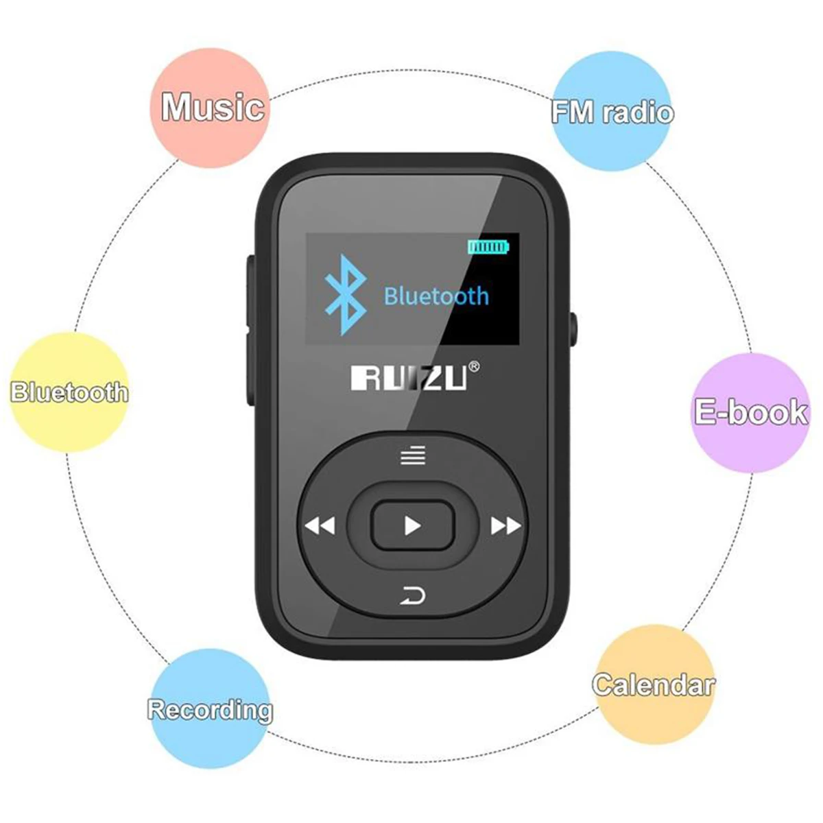 RUIZU X26 Bluetooth MP3 плеер 8 Гб Спортивный mp3 музыкальный с рекордером FM радио