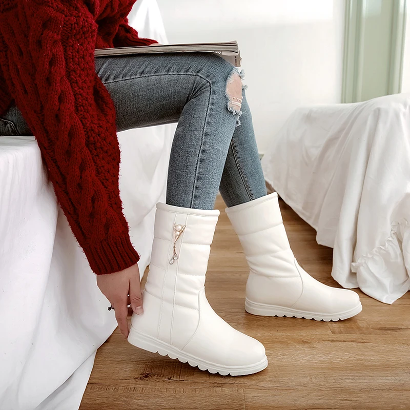 Women Snow Boots Woman Winter Shoes Mid Calf Warm Plush Lining High Quality Anti-skid Rubber Sole 2018 New Fashion SB273 | Обувь