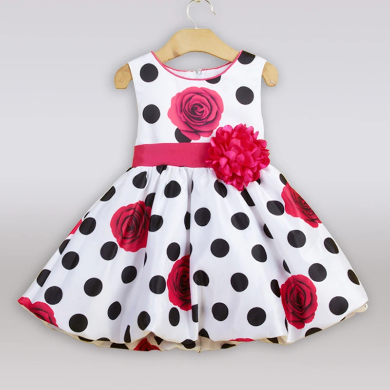 B&ampN Sleeveless Children Dresses Black Dot Red Bow Floral Dress Baby Infant Summer Party Princes Girls Costumes | Детская одежда и