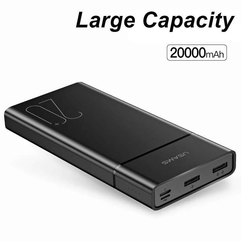 USAMS Универсальный двойной USB большой емкости внешний аккумулятор 20000 мАч Внешний аккумулятор портативный телефон зарядное устройство Внешний аккумулятор мобильный телефон зарядное устройство