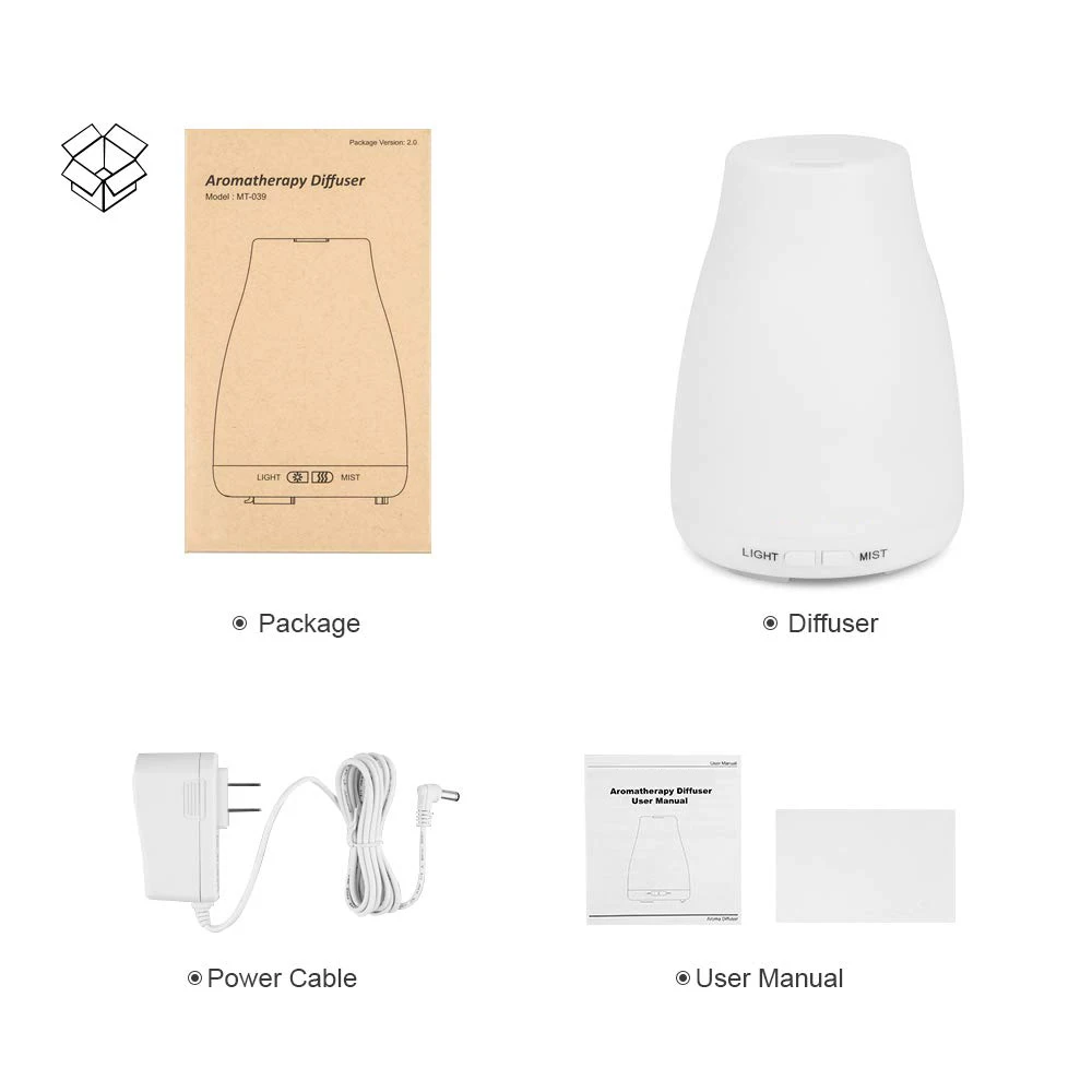 Essential Oil Diffuser Portable Ultrasonic Diffusers Cool Mist Humidifier with 7 Colors LED Lights Waterless Auto Shut-Off 150ml | Бытовая