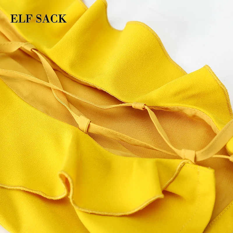 ELF SACK женское летнее платье без рукавов с вырезами сексуальное оборками короткое