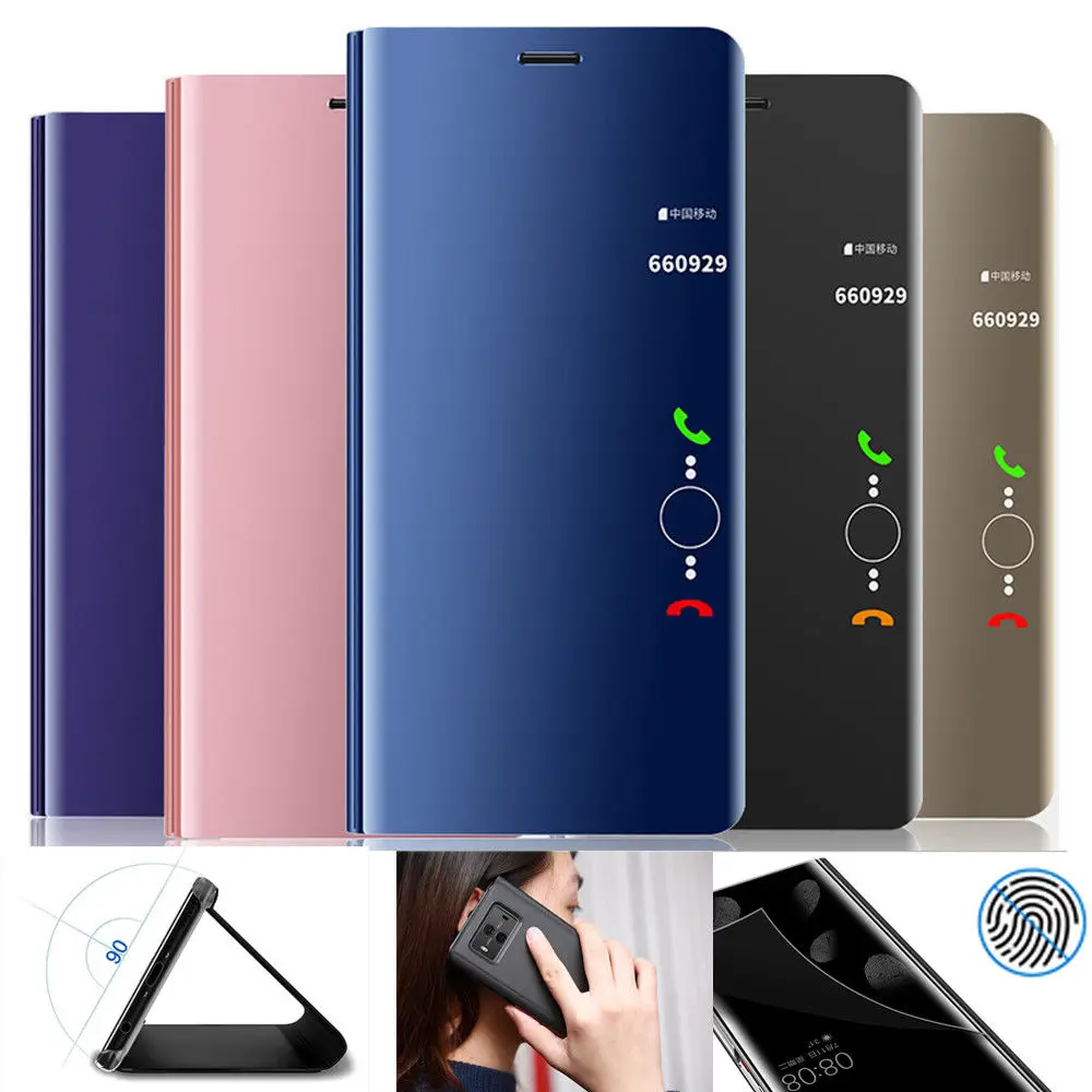 Умный зеркальный чехол для Huawei P20 Pro P10 P8 P9 Lite 2017 кожаный флип Y7 Prime 2018 Honor 9 P