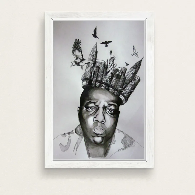 Книги по искусству живопись пресловутый B.I.G Biggie Smalls гангста рэп дым Star 2PAC плакат печать настенные панно для гостиная домашний декор - Цвет: Синий