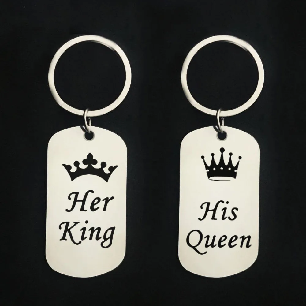 Брелок CAXYBB King Queen из нержавеющей стали брелок для влюбленных пар подарок на день