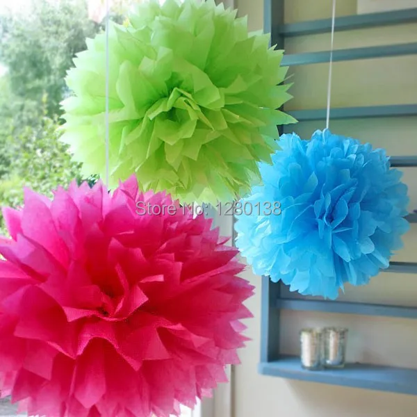 

Free Shipping 16 inch(40cm)Tissue Paper Pom Poms Paper Flowers Ball Wedding Backdrop Decoration Party Pom Poms