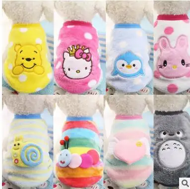 Mix color or choose 5 шт./лот) Одежда для собак чихуахуа кошка мультфильм Фланелевое пальто для собак roupas водонепроницаемый жилет для собаки LY171101 - Цвет: Mix color or choose