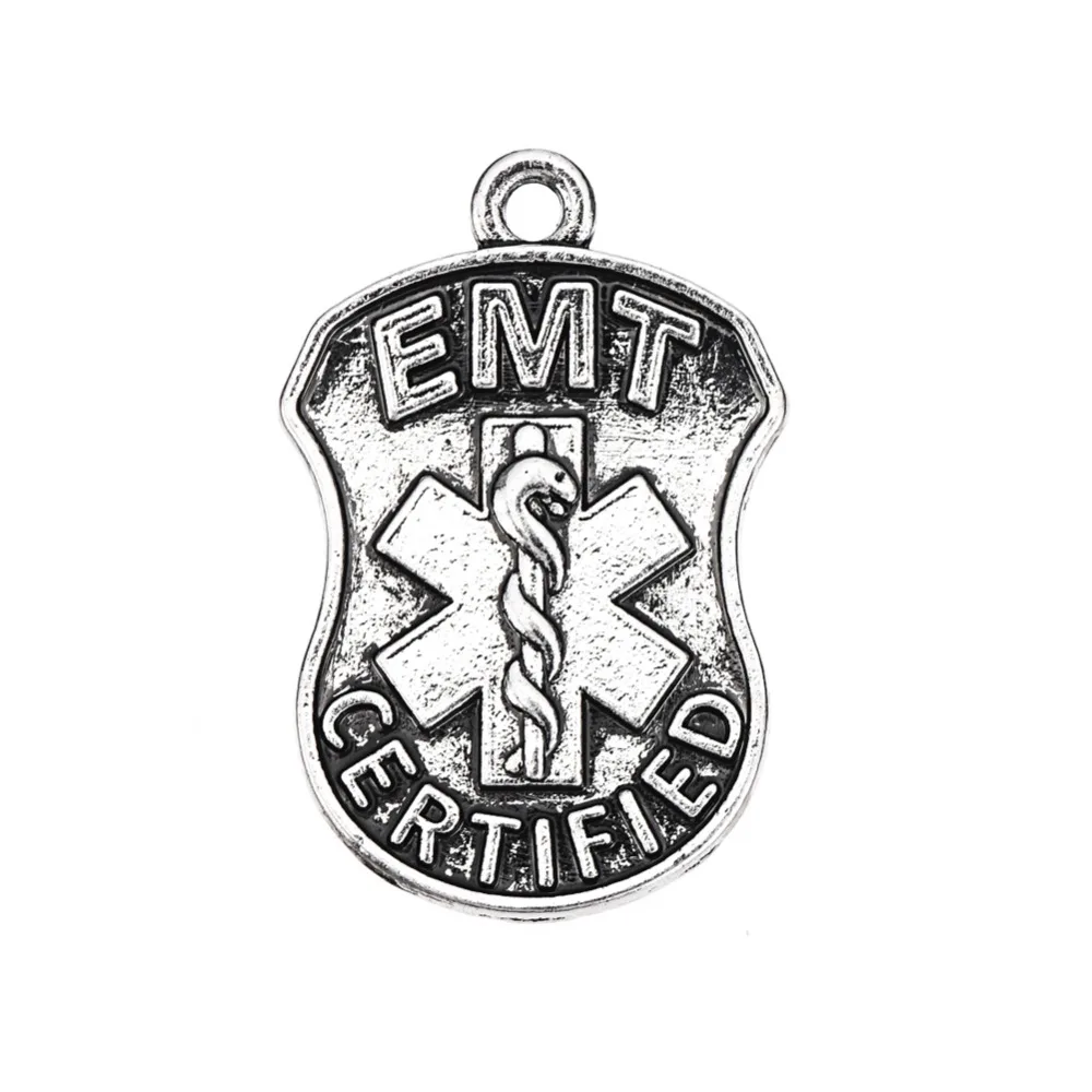 EUEAVAN 20 шт античный посеребренный EMT Шарм звезда жизни медсестры кулон