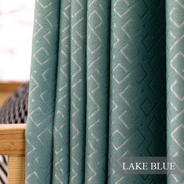 Lake Blue JIANIW Геометрические жаккардовые теплоизолированные Штора для затемнения комнаты панель-жалюзи для спальни гостиной шторы на заказ - Цвет: Lake Blue
