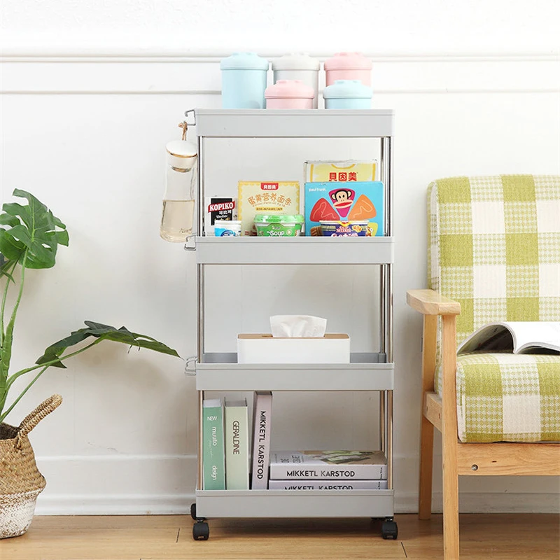 Стеллаж для хранения с 2/3/4 уровнями кухонная тонкая скользящая башня подвижная