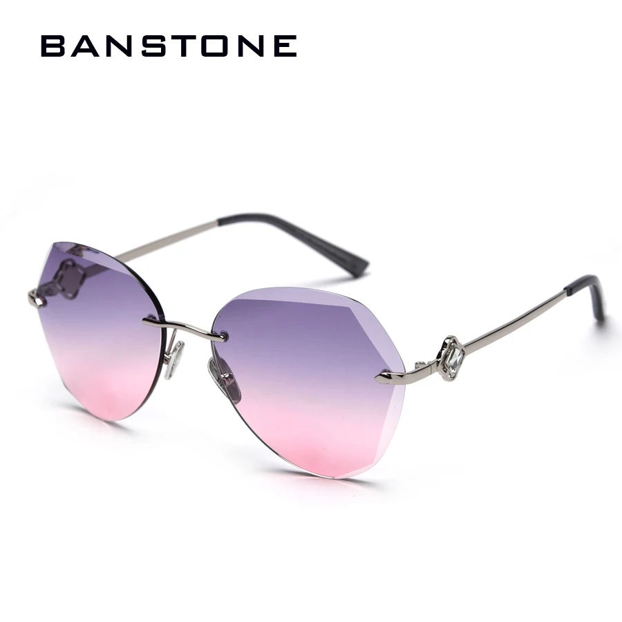 

BANSTONE Rimless Sunglasses Women Fashion Gradient Sun Glasses Oculos De Sol UV400