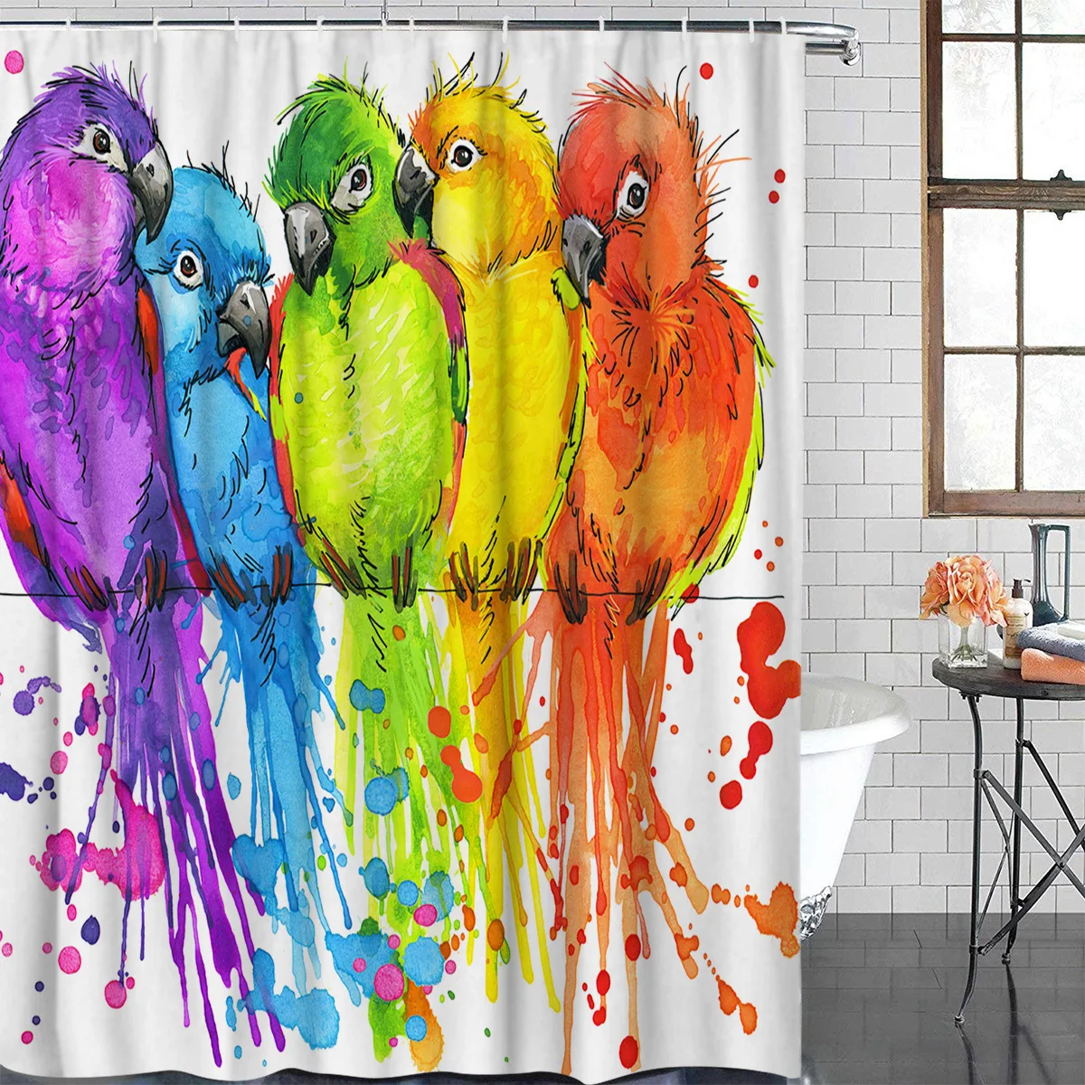 Водонепроницаемая занавеска для душа WARMTOUR красивая Акварельная декоративная