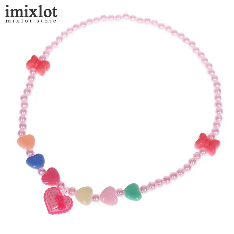 2 шт. имитация жемчуга Цепочки и ожерелья DIY принцесса Jewelry Карамельный Цвет Лук