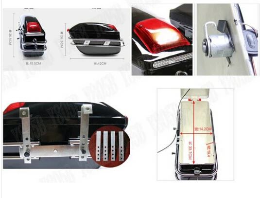 Матовый черный жесткий сума магистральные багажа задние фонари хром кронштейн