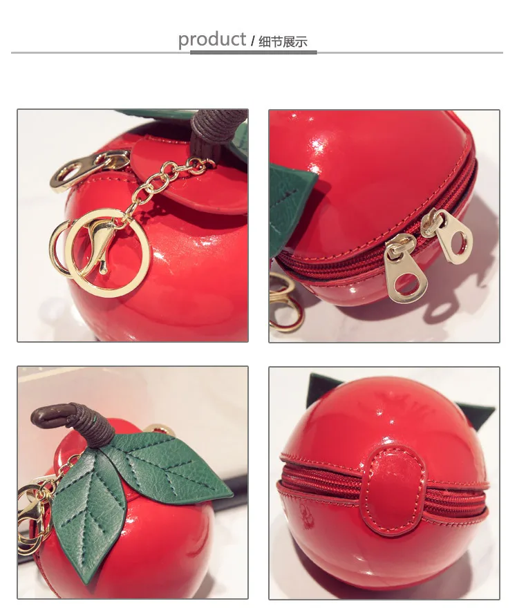 New Personality Green Apple Coin Purse Red Shape Key Chain Pendant Women Bag Purses | Багаж и сумки