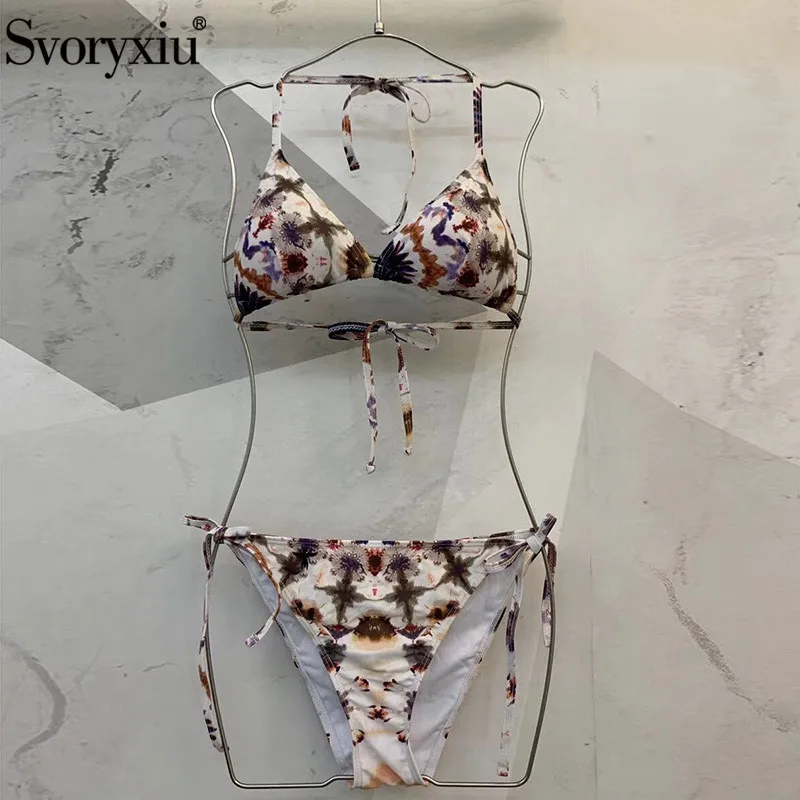 Женское боди из двух предметов Svoryxiu, разноцветное боди с треугольным корсетом с высокой талией и принтом в виде граффити в стиле ретро на лето
