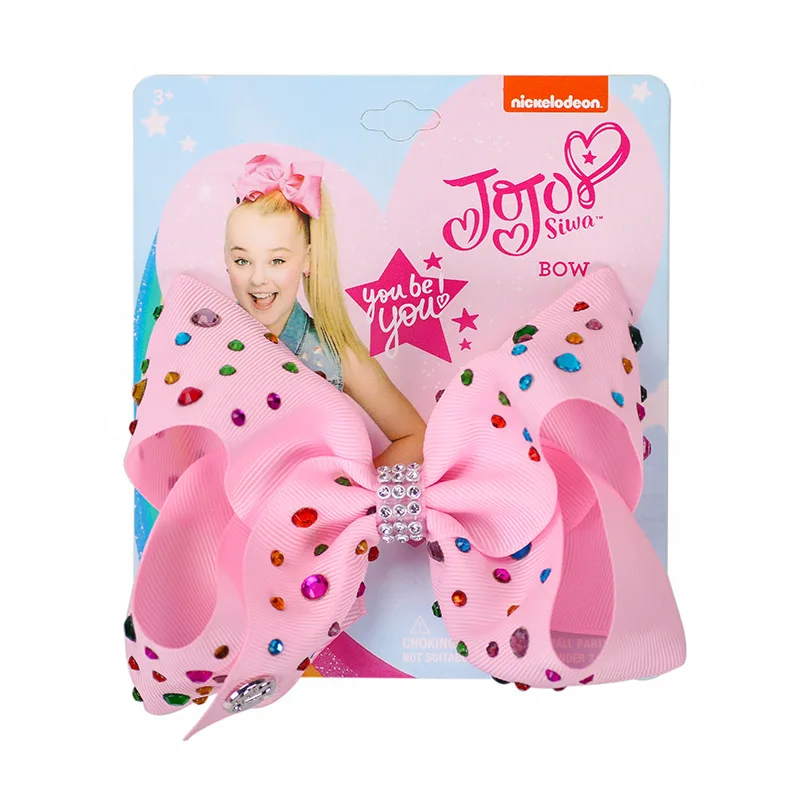" Pretty Jojo Siwa со стразами для девочек с зажимами для принцессы Jojo банты бант ручной работы украшение для волос вечерние сувениры - Цвет: 1