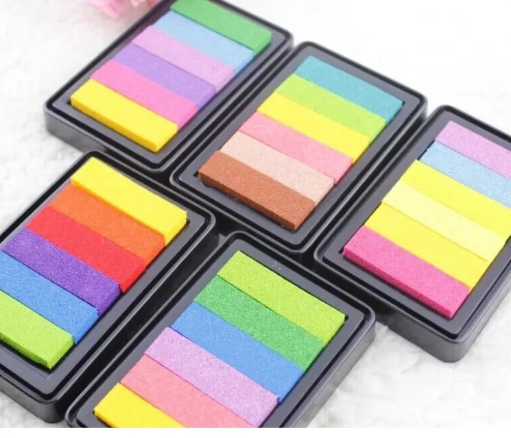 Lovely colorful big size inkpads stamp pad 4-color 6-color gradient color inkpad 11pcs set Wholesale free shipping