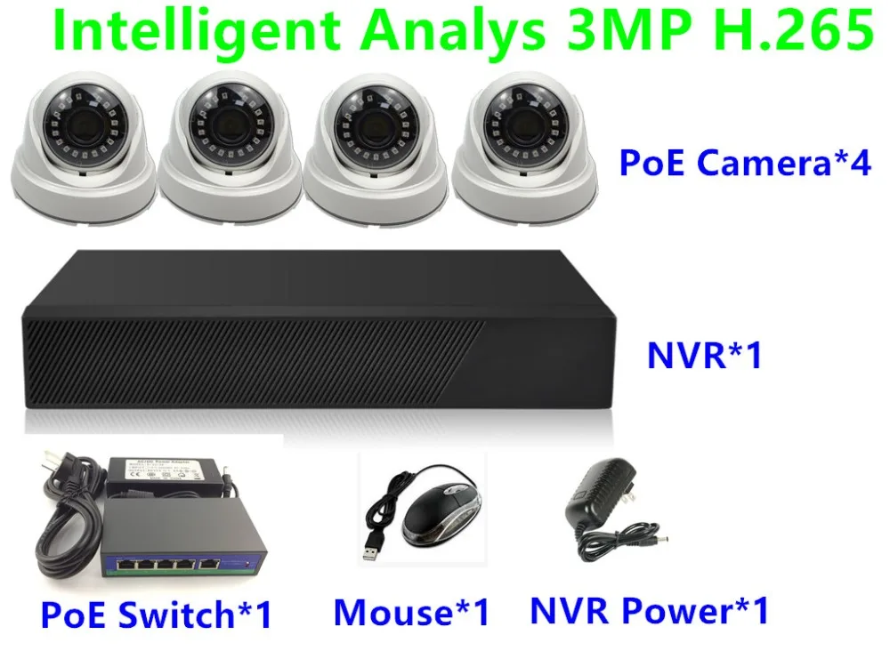 8CH/4CH IP Видеонаблюдение комплект 5.0MP 3.0MP H.265 48V PoE купольная Камера переключатель 16*5