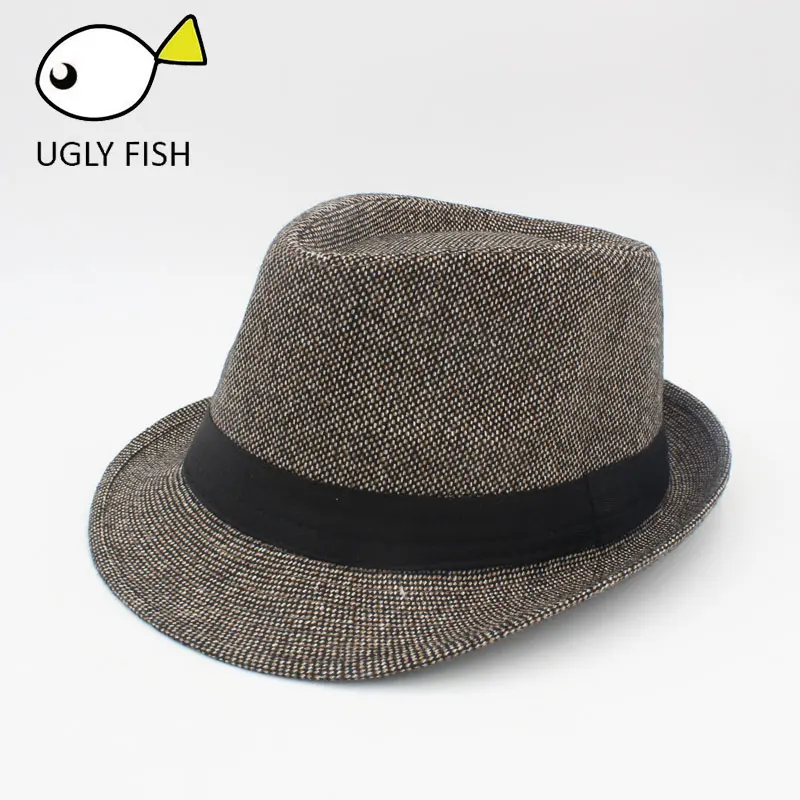 Унисекс Шерсть Fedora Hat Fedora головные уборы для мужчин и женщин фетровая шляпа trilby головные уборы для мужчин черный - Цвет: khaki