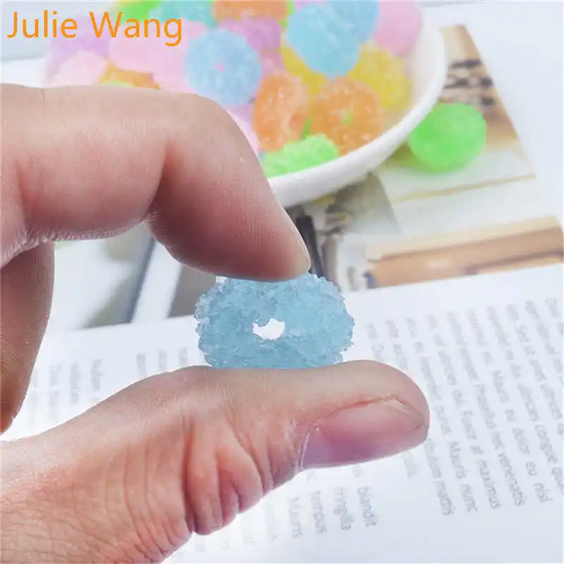 Julie Wang 20 шт. полимерные мягкие конфетные Подвески слизь еда сердце квадратный Пончик подвески ювелирные изделия изготовление аксессуаров украшения стола орнамент