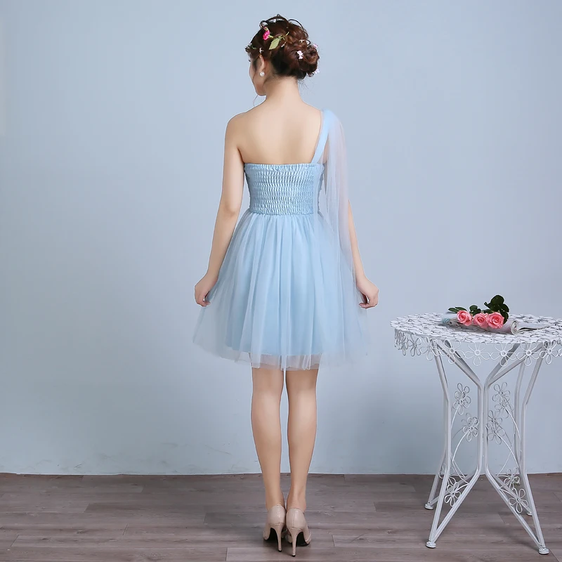 Сладкий памяти двойной плечи Фиолетовый Короткие нарядное платье цвет