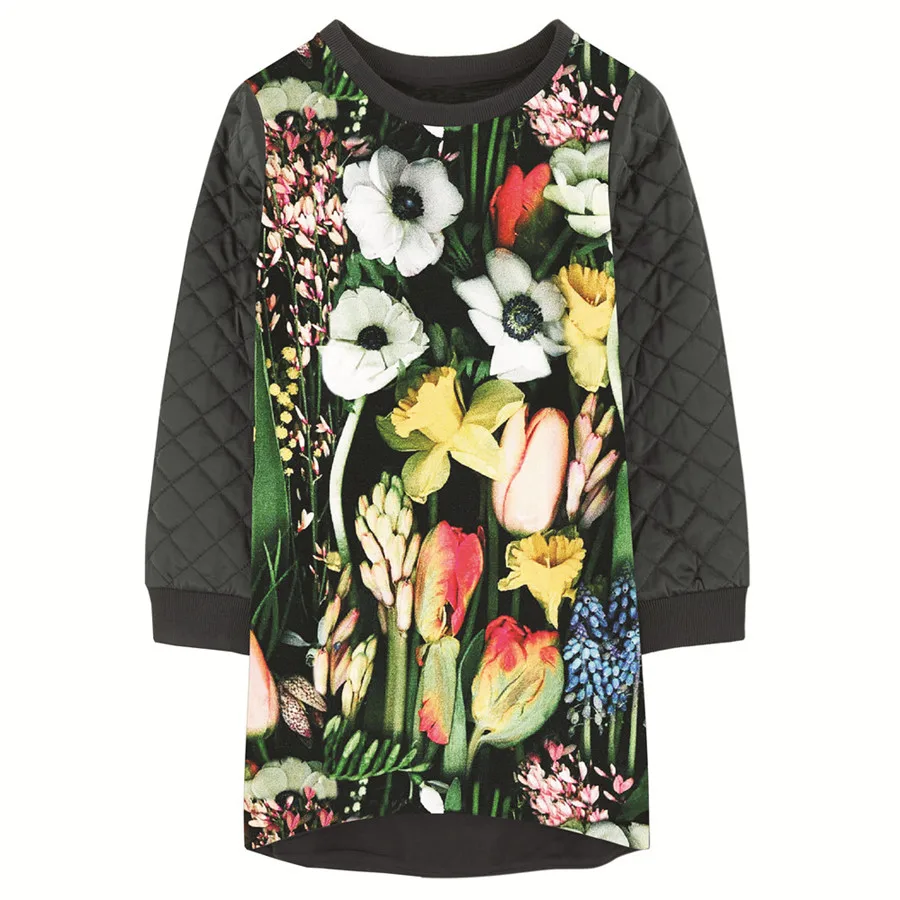 Платья для девочек зимнее платье детские нагрудники с красивыми цветами крутая