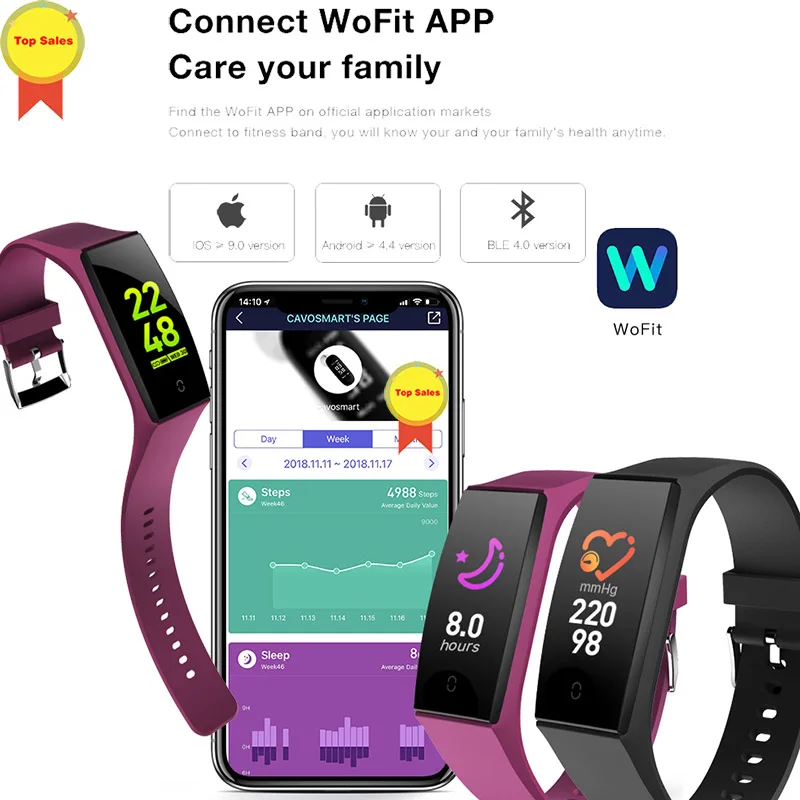 Смарт браслет для женщин монитор сердечного ритма во время сна IP67