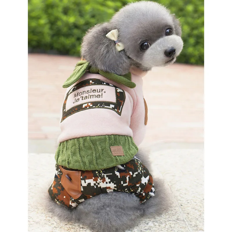 Chicdog собак ткань Pet костюм Пальто для будущих мам наряд Толстовка камуфляж собаки