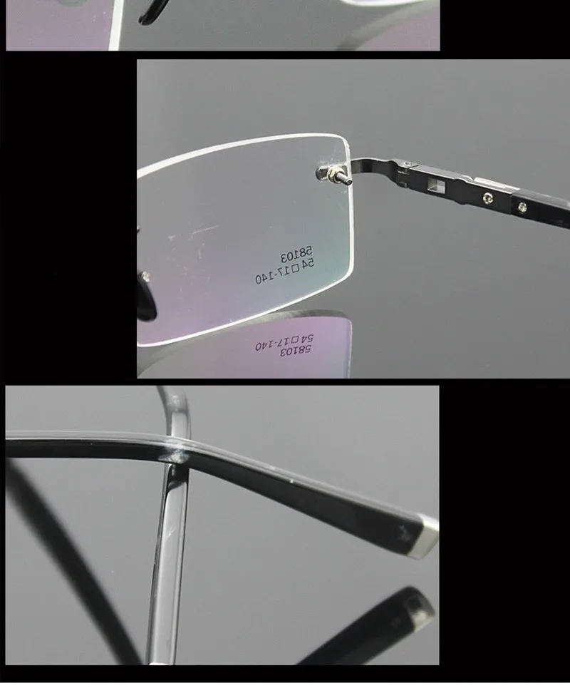 Очки без оправы из титанового сплава oculos de sol glass оптические мужские 1622 по рецепту классические очки деловые близорукость отделка