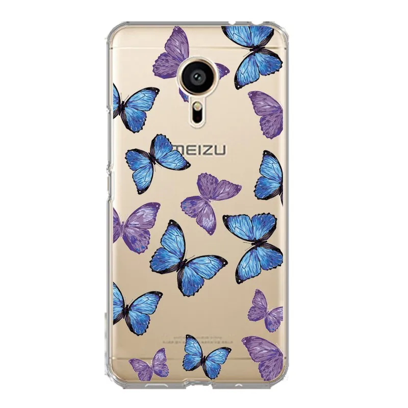 Flora Soft Clear TPU Phone Case For meilan MX6 pro6 U20 U10 A5 M5 M5S E E2 Coque Butterfly Heart Cloud FundasCover Free Shipping | Мобильные