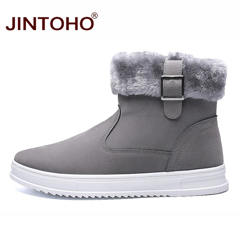JINTOHO/модные мужские зимние ботинки Повседневная теплая зимняя обувь ковбойские