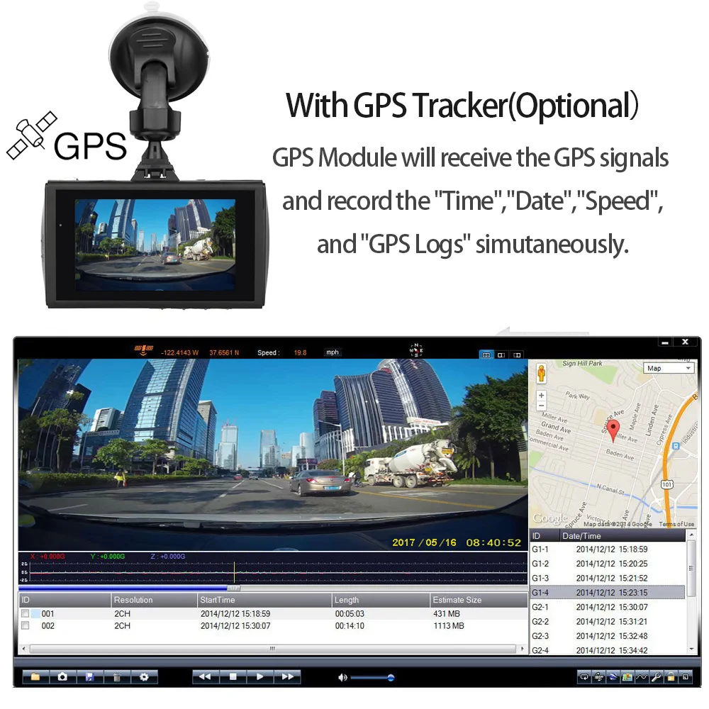 E-ACE Автомобильный видеорегистратор с gps трекером, видеорегистратор Full HD 1080 P, видеорегистратор ADAS LDWS, камера ночного видения, Автомобильный регистратор, видеорегистраторы