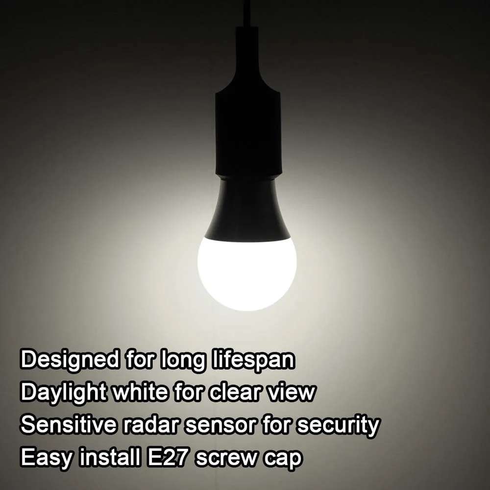 day light Радиолокационный светильник с датчиком движения, лампа 5 Вт, смарт-лампы, светодиодный E26 E27, 100 в, 220 В, Ночной светильник, s 2700 K, 6000 K, 120 В, для улицы, гаража, дома - Испускаемый цвет: day light