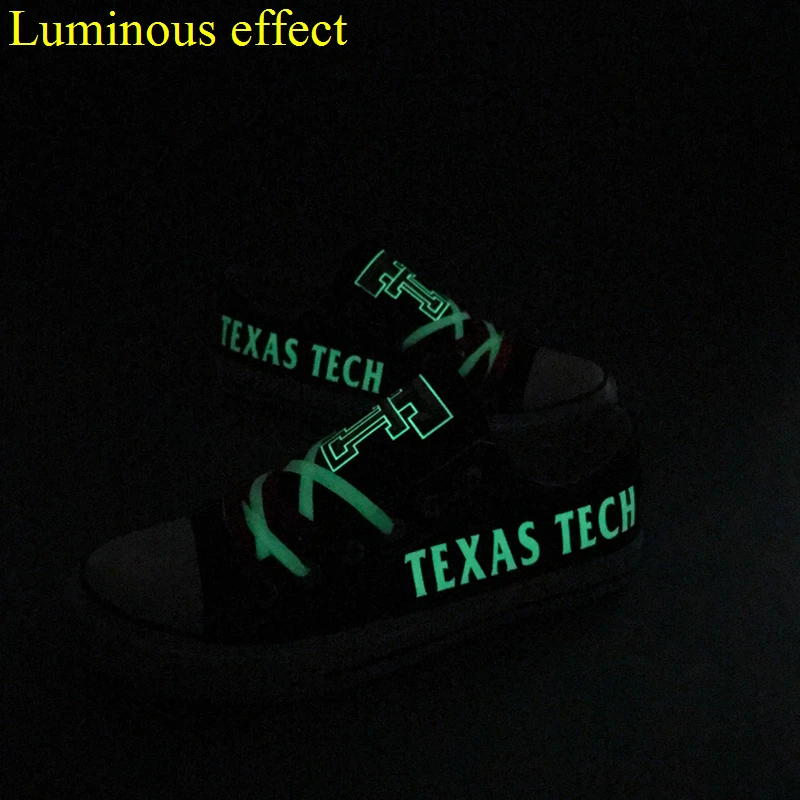 Red Raiders Custom Print Students Flat Canvas Shoes USA Texas Tech University Team Trainers Walking For Football Fans | Обувь