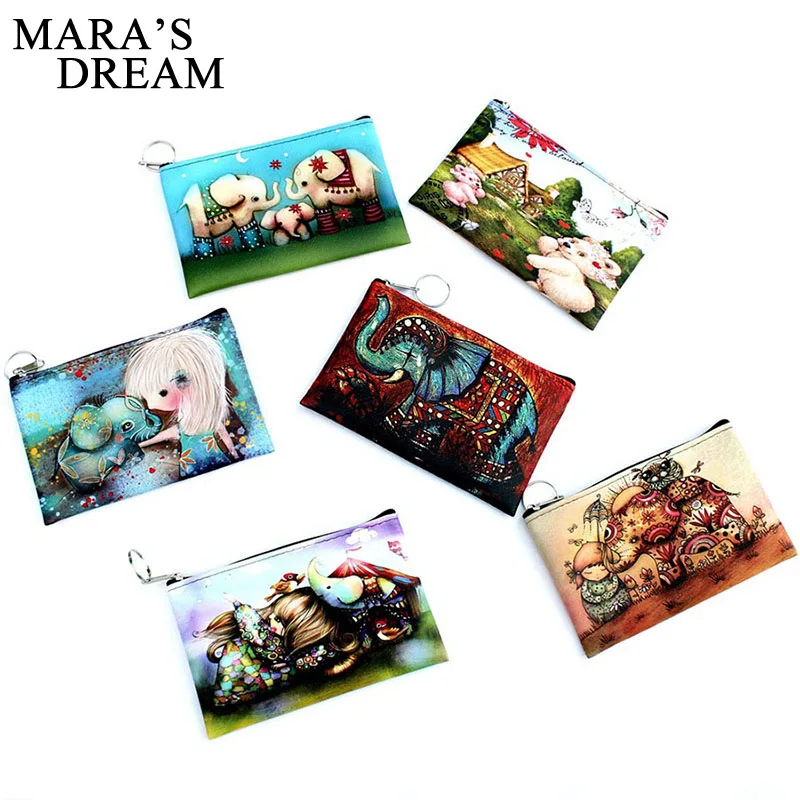 Кошелек для мелочи Mara's Dream 2018 с принтом Совы и слона женская сумка на молнии